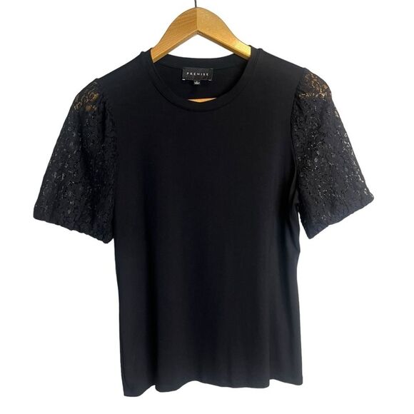 Premise Mixed Media Lace Puff Sleeve Blouse Large - Picture 3 of 5